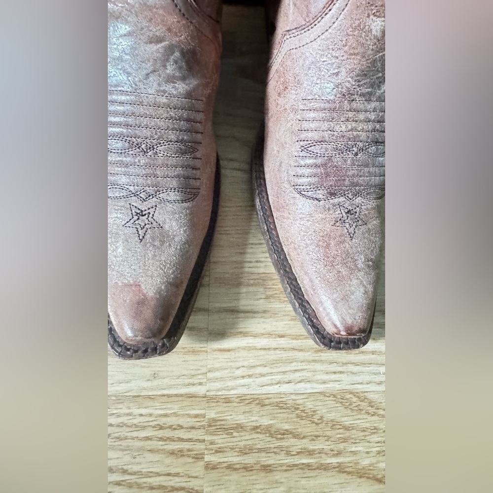 Corral Vintage Distressed Women's Daisy Overlay Cowgirl Boot Snip Toe Size 6 1/2 - Picture 7 of 16